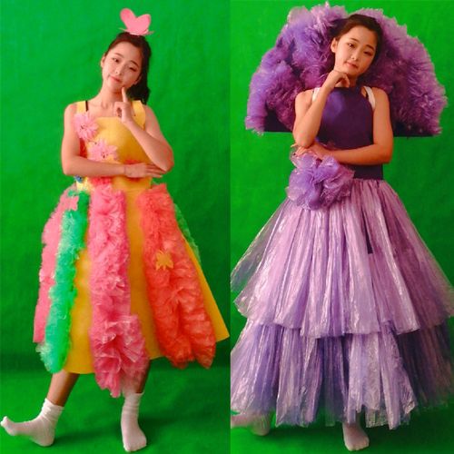 手工自制环保服一次性创意女童舞台走秀亲子装时装秀公主裙垃圾袋