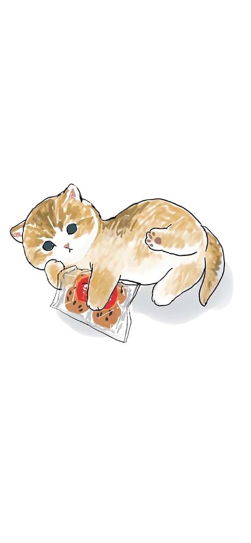 可爱猫咪手绘插画高清手机壁纸