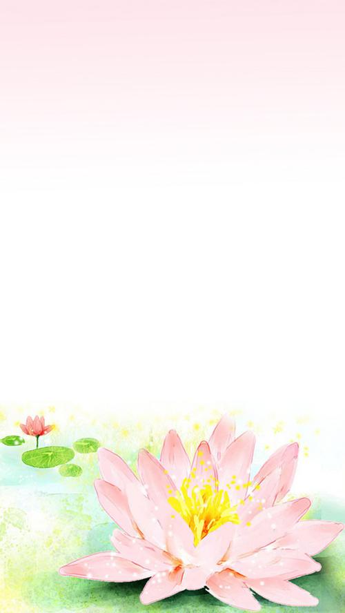 手绘中国风荷花粉色唯美背景素材