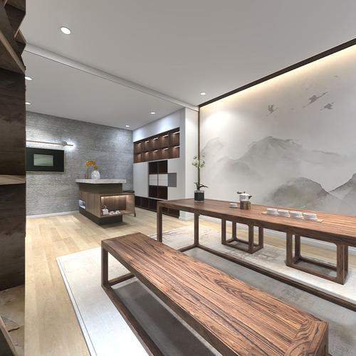 新中式禅意茶室 - 其它风格一室装修效果图 - 设计师y设计效果图 - 每