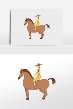 卡通手绘骑马小女孩图片