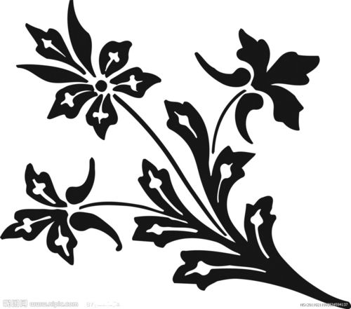 黑白图案设计图_黑白花卉纹样