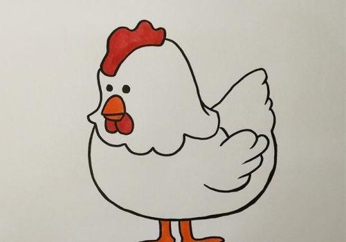 简单可爱母鸡简笔画绘画步骤彩色母鸡简笔画怎么画