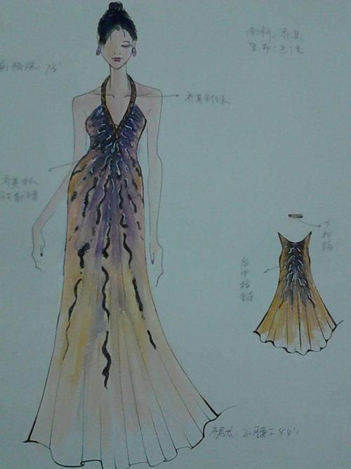 荷叶短裙手绘效果图-婚纱礼服设计-服装设计