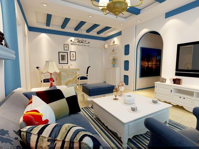 地中海风格二居室客厅茶几装修效果图欣赏