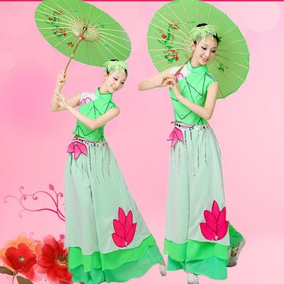 伞舞手绢舞舞台表演服饰烟花三月古典舞演出服装女民族舞蹈秧歌服