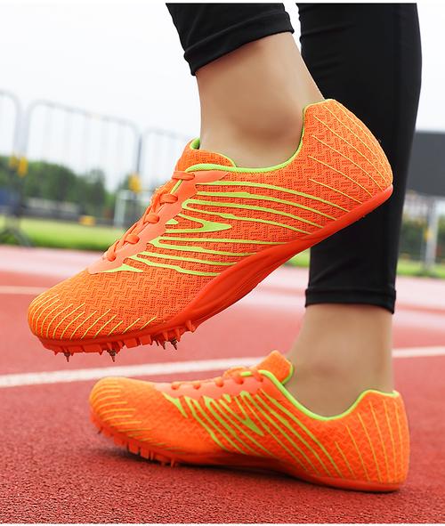 田径短跑男八钉子鞋女网布比赛训练学生体育生专用跑步鞋橘色36