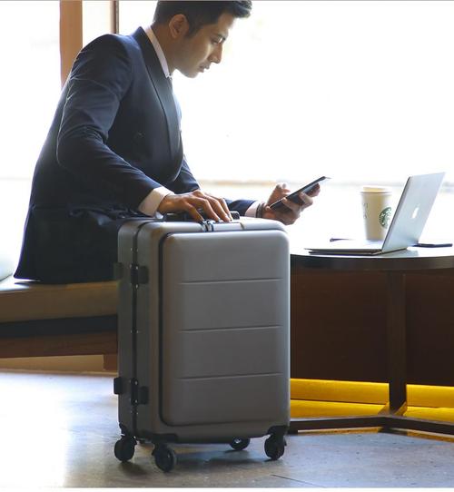 前置行李箱飞机可带小型开口拉杆箱20寸多功能商务男出差电脑皮箱 钛
