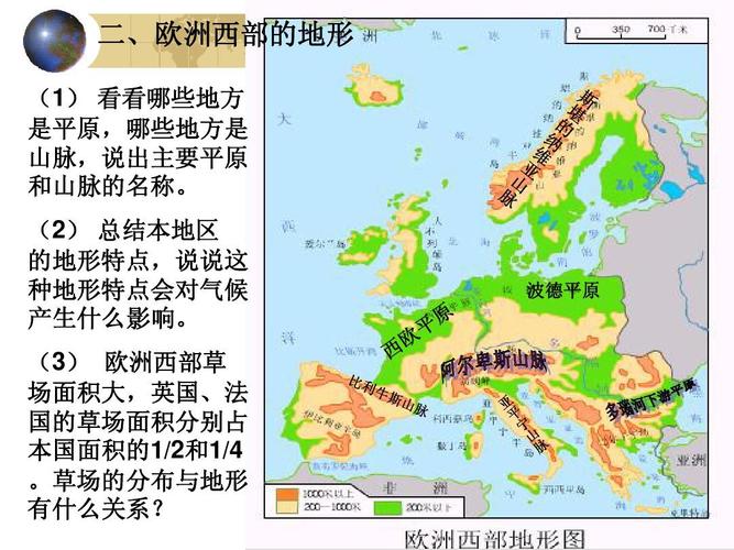 区域地理复习之欧洲西部 二,欧洲西部的地形 (1) 看看哪些地方 是平原