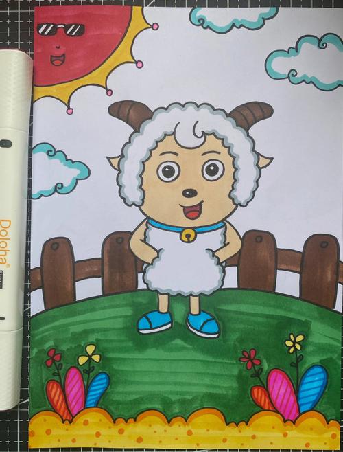 喜羊羊儿童画 可爱的小羊卡通画