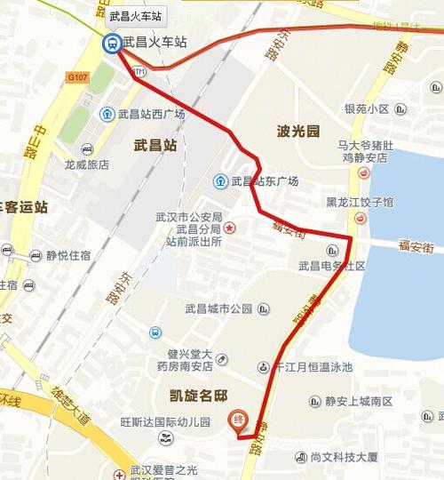 不换乘:乘坐轨道交通4号线 , 在武昌火车站下车 (c口出),见图示步行1.