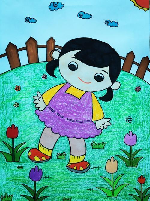儿童画小女孩简笔画漂亮的人物简笔画图片画画的小女孩-儿童简笔画
