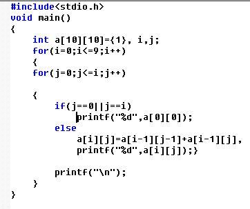 c语言编写杨辉三角形,代码如下为什么结果是错误的.