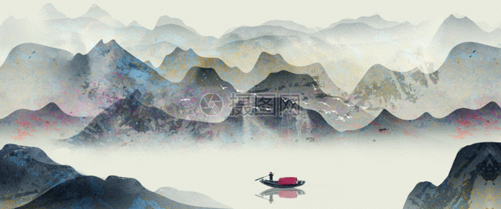 中国风山水画gif图片素材