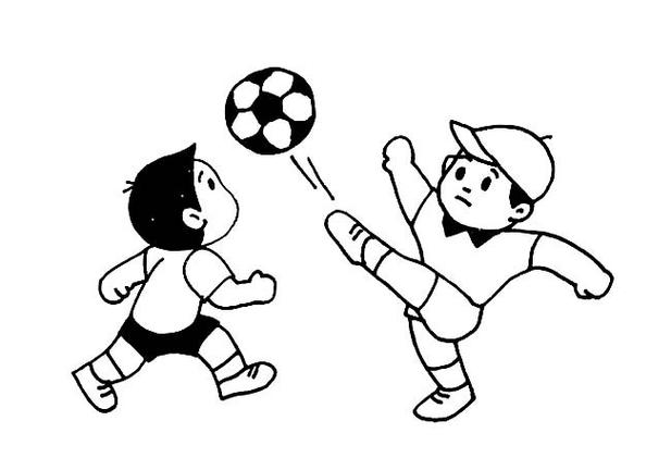 踢足球的两个孩子简笔画图片怎么画 - 人物简笔画 - 老师板报网