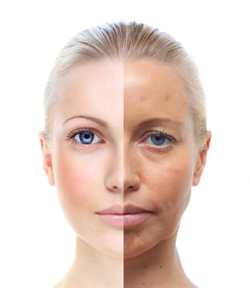 女人从年轻到衰老过程的半张脸对比