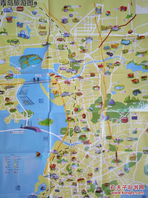 青岛旅游手绘地图青岛地图青岛市地图青岛旅游图青岛导游图