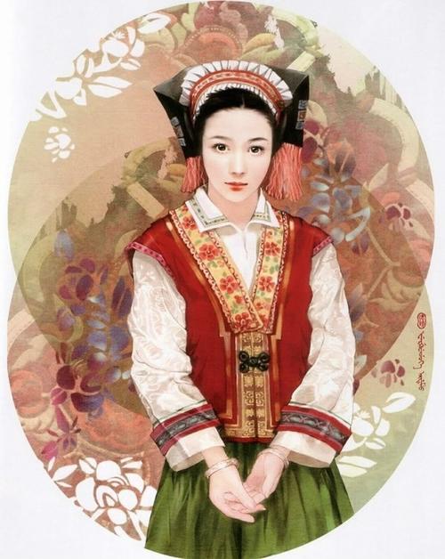 中国56民族人物服饰手绘图:仡佬族,畲族,塔吉克族,水族