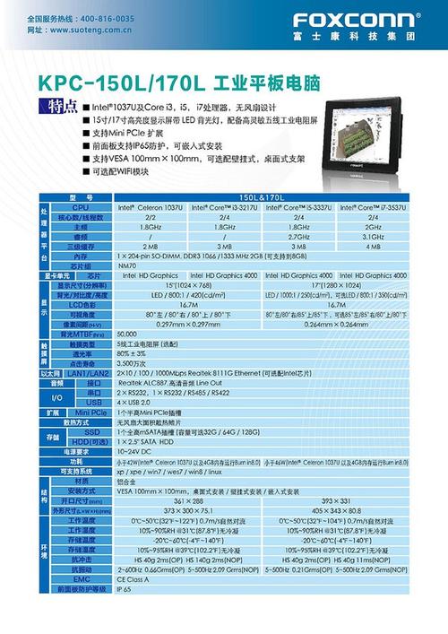 富士康工业平板电脑kpc150l170l