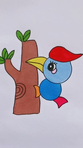 儿童简笔画啄木鸟
