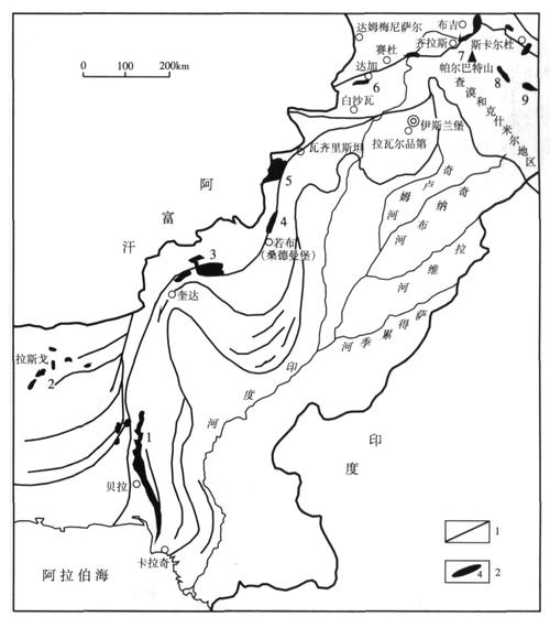 巴基斯坦蛇绿岩及铬铁矿分布