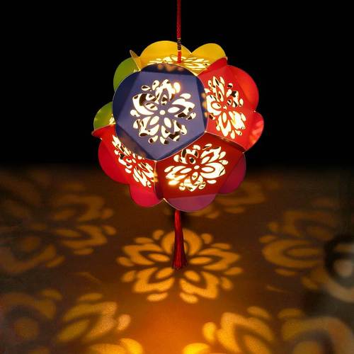 中秋节手工绣球灯笼制作diy材料包幼儿园创意儿童手提发光花灯