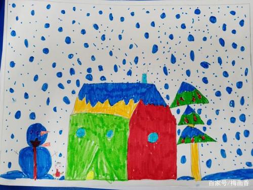 儿童绘画课堂作业:雪