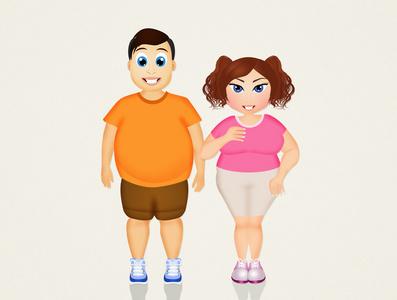 肥胖对夫妇的插图插画