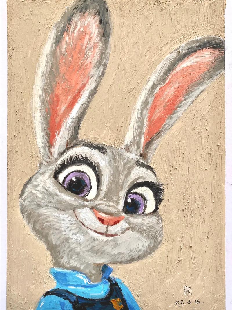 油画棒|动物no.3 兔子朱迪 #绘画过程分享 #每日一画  - 抖音