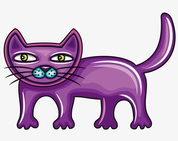 一只紫色的卡通小猫