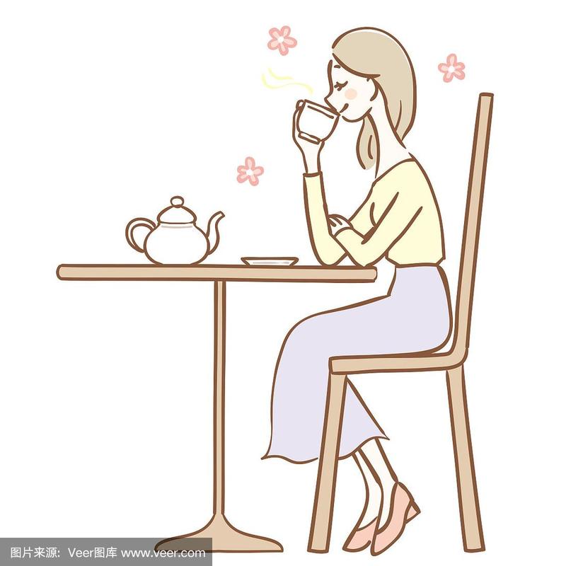 一个女人喝茶的插图