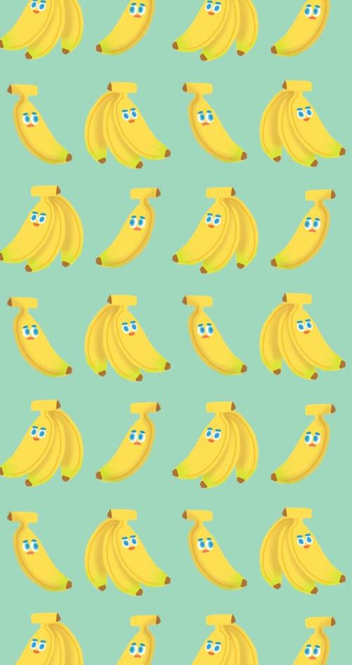 卡通 壁纸 iphone 平铺 手绘 香蕉