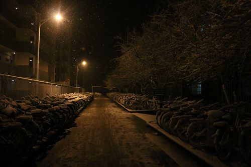 下雪后的夜景
