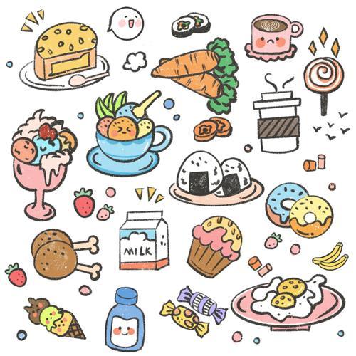 可爱食物简笔画 迷你可爱食物简笔画 简笔画图片大全-蒲城教育文学网