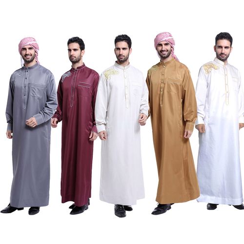 新款mu斯林中东沙特礼拜男士少数民族长袍长袖民族服装