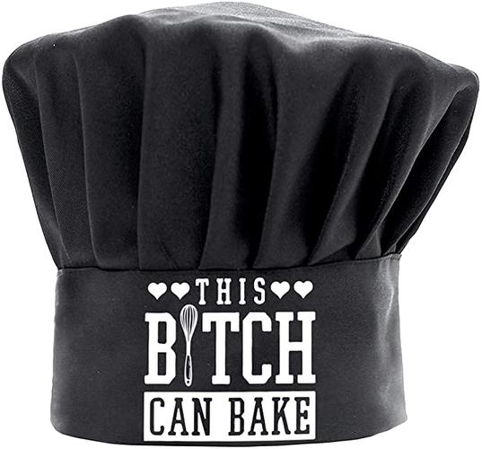 女士厨师帽趣味黑色烘焙烹饪帽可调节厨房厨师帽贝克礼物生日母亲节