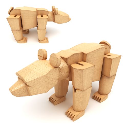 现代实木熊玩具3d模型免费下载