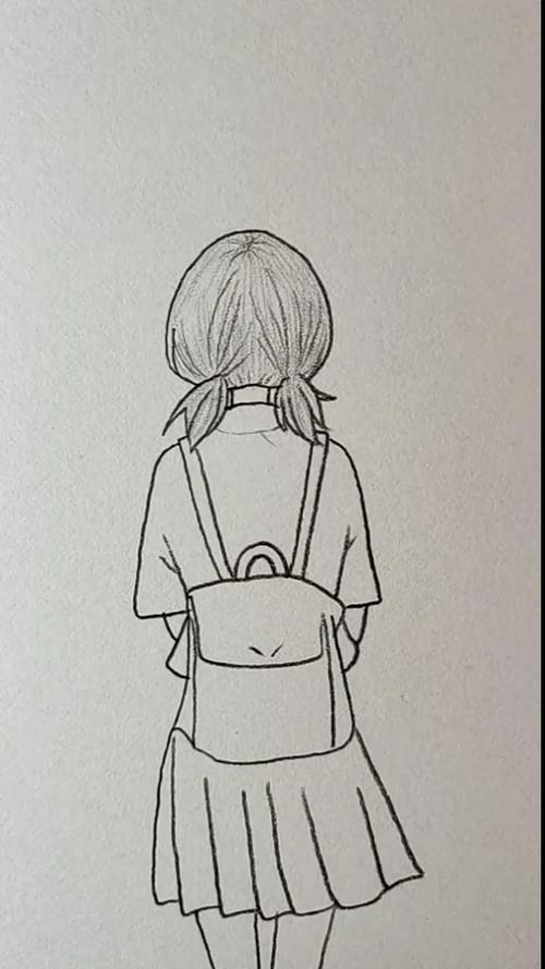 简笔画#画背着书包的女孩背影-度小视