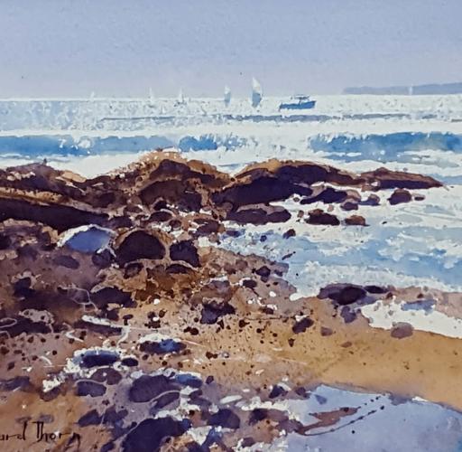 英国水彩画家richardthorn作品欣赏海岸礁石