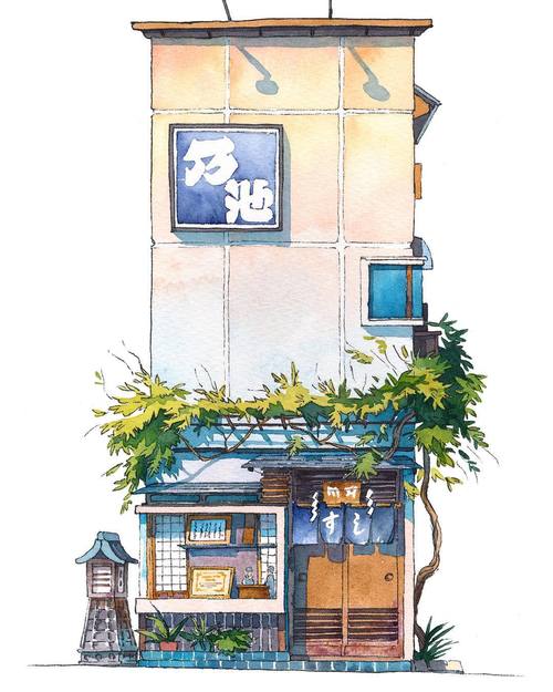 日本动画师用水彩描绘的东京街头-建筑方案-筑龙建筑设计论坛