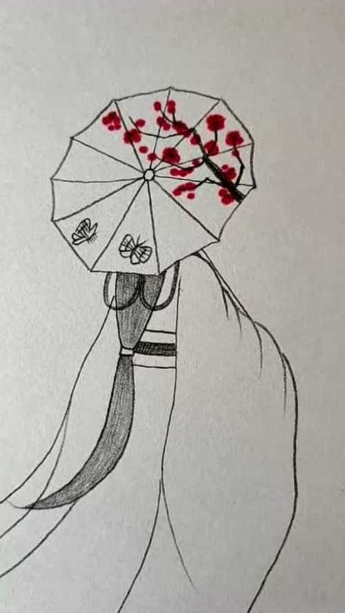 撑着油纸伞的古代女子画出来好唯美