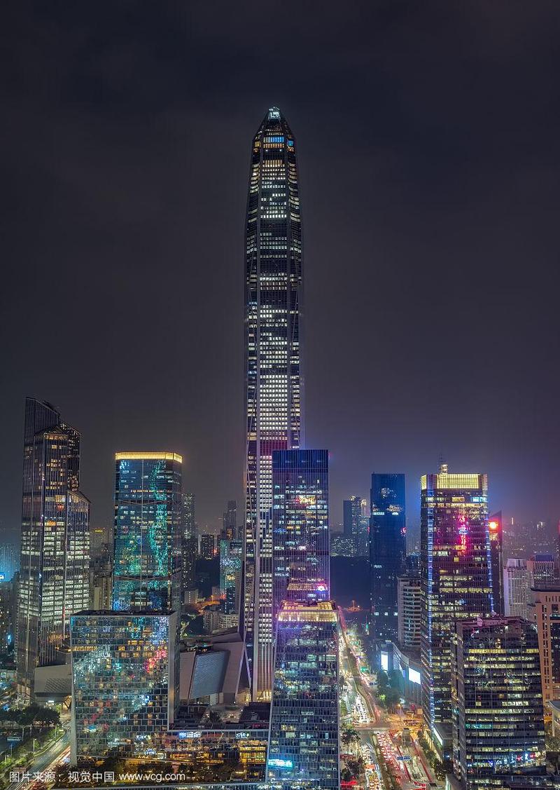 夜景深圳城市市中心经济金融区高楼大厦繁华大都市风光