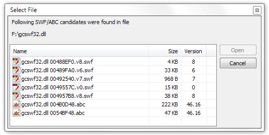 asv现在可以提取嵌入在文件中的lzma压缩的swf文件,及abc文件.
