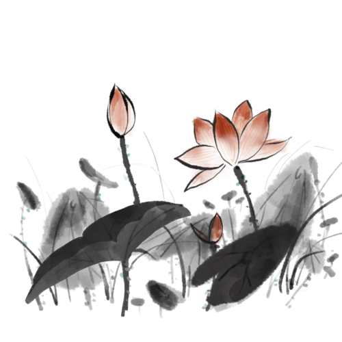 水墨荷花植物设计图片