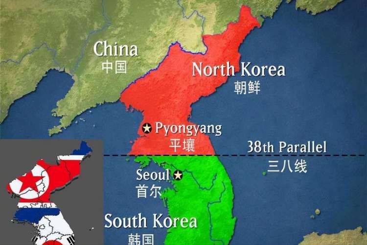 同时,三八线把一个统一的国家一分为二,朝鲜和韩国二个国家南北而治.