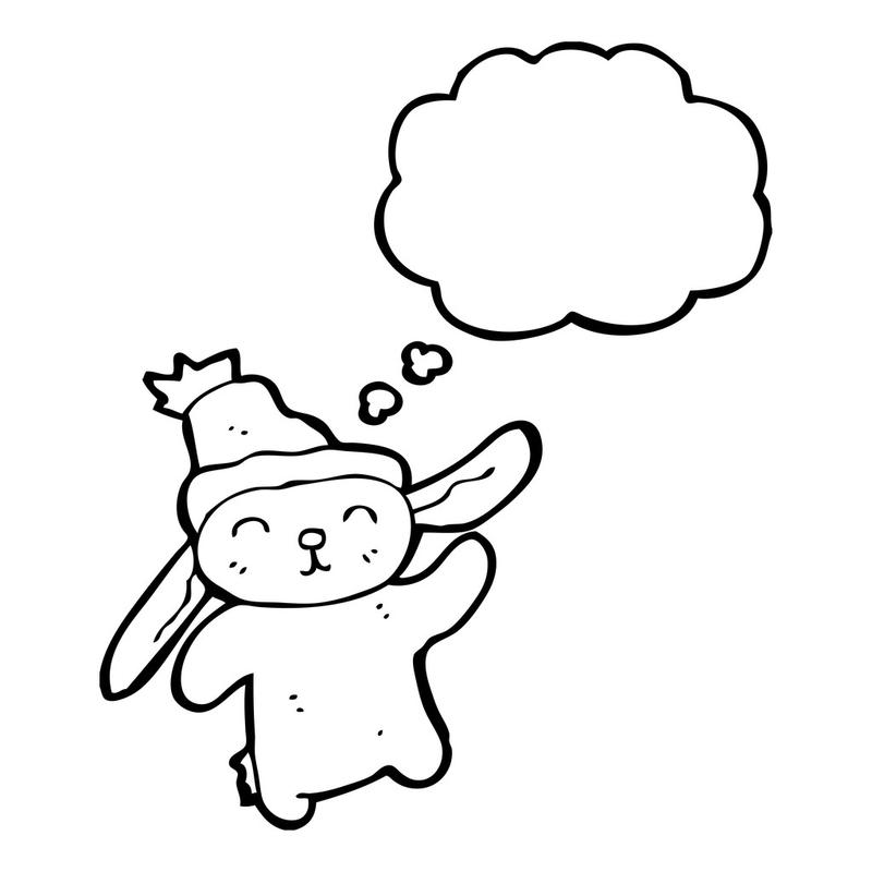 与思想泡泡兔,矢量,在白色背景上的思想泡泡的卡通兔子