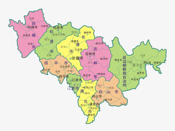 吉林省地级市地图