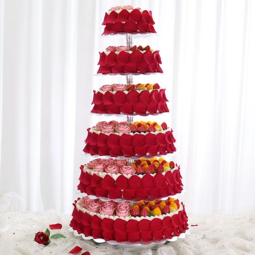2020新款网红多层铝合金支架婚礼祝寿水果蛋糕模型橱窗摆设样品西瓜红
