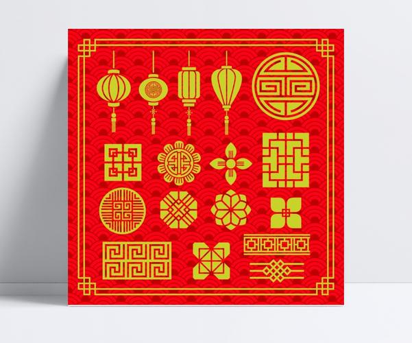 中国风传统图案春节矢量元素图集