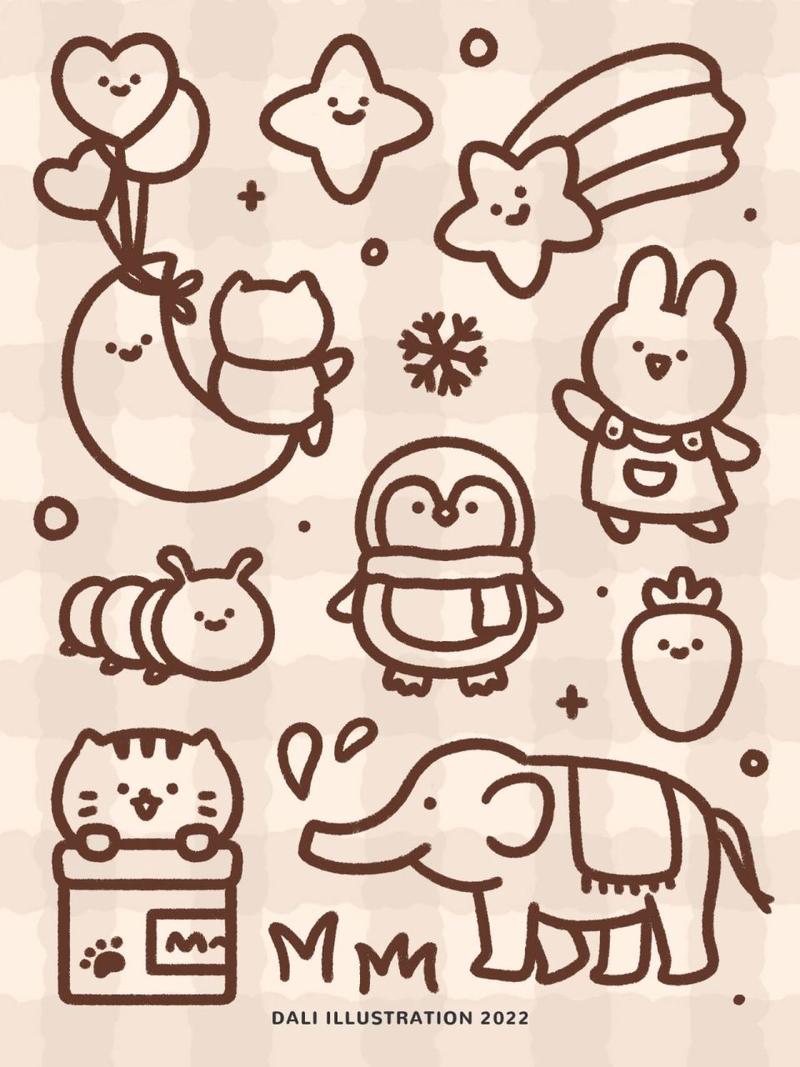 零基础简笔画教程 | 动物手帐素材92 更新一组可爱的小动物 小猪